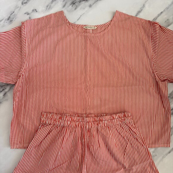 Revelle The Rêve Pajama Set in Flame Stripe Shirting EUC XL - Picture 2 of 10